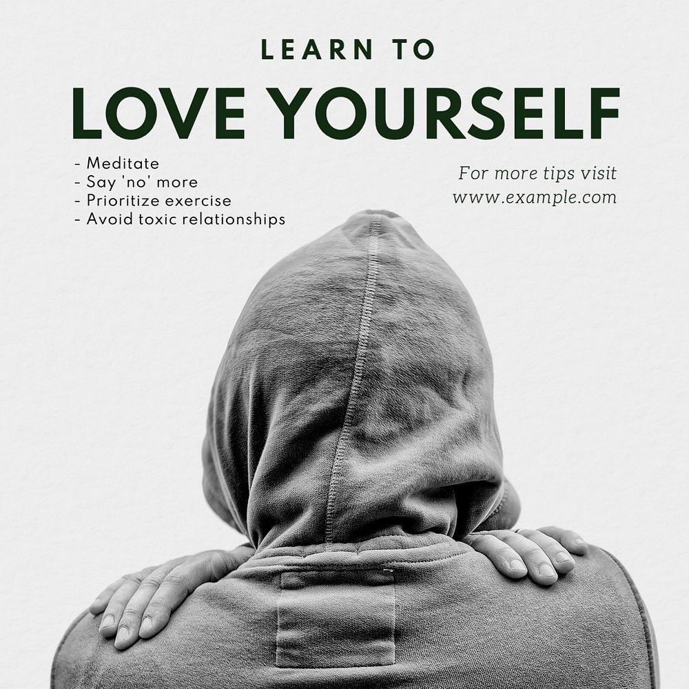 Love yourself Instagram post template, editable text