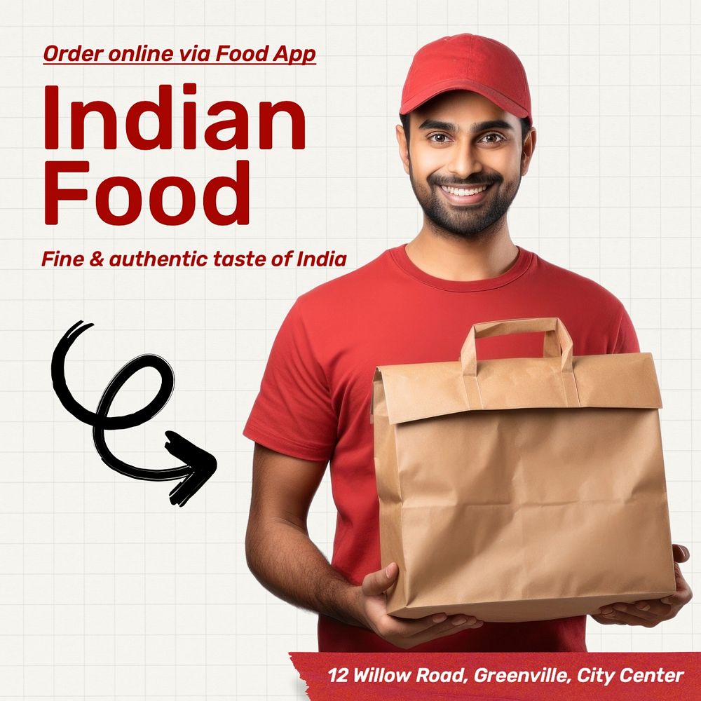 Indian food Instagram post template, editable text