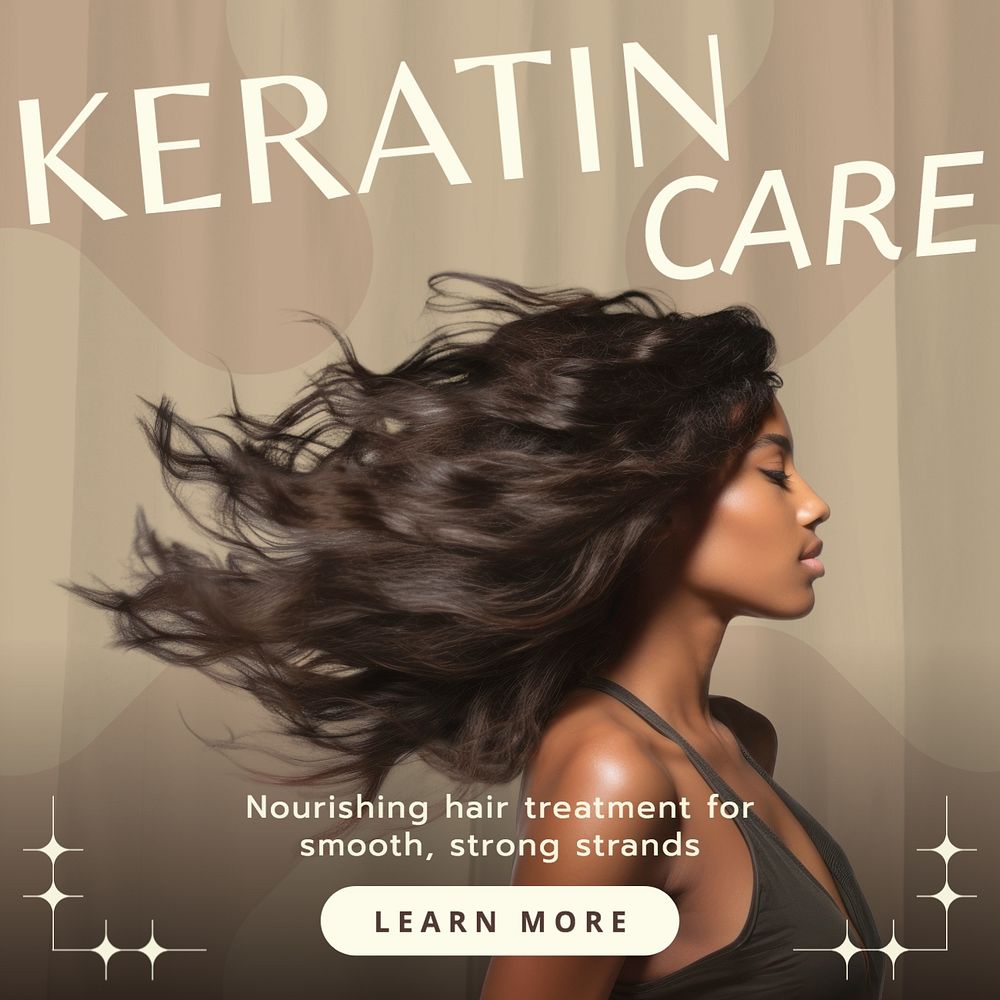 Keratin care Instagram post template, editable text