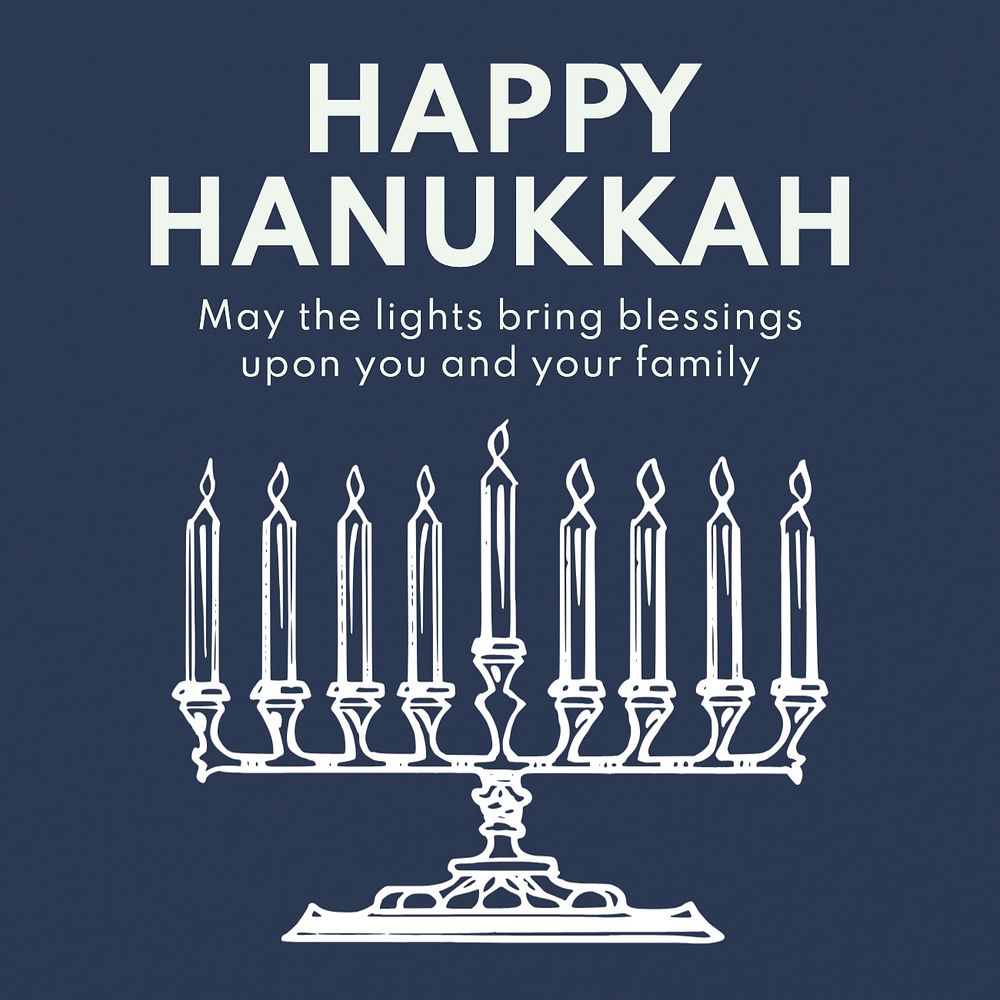 Happy Hanukkah Instagram post template, editable text