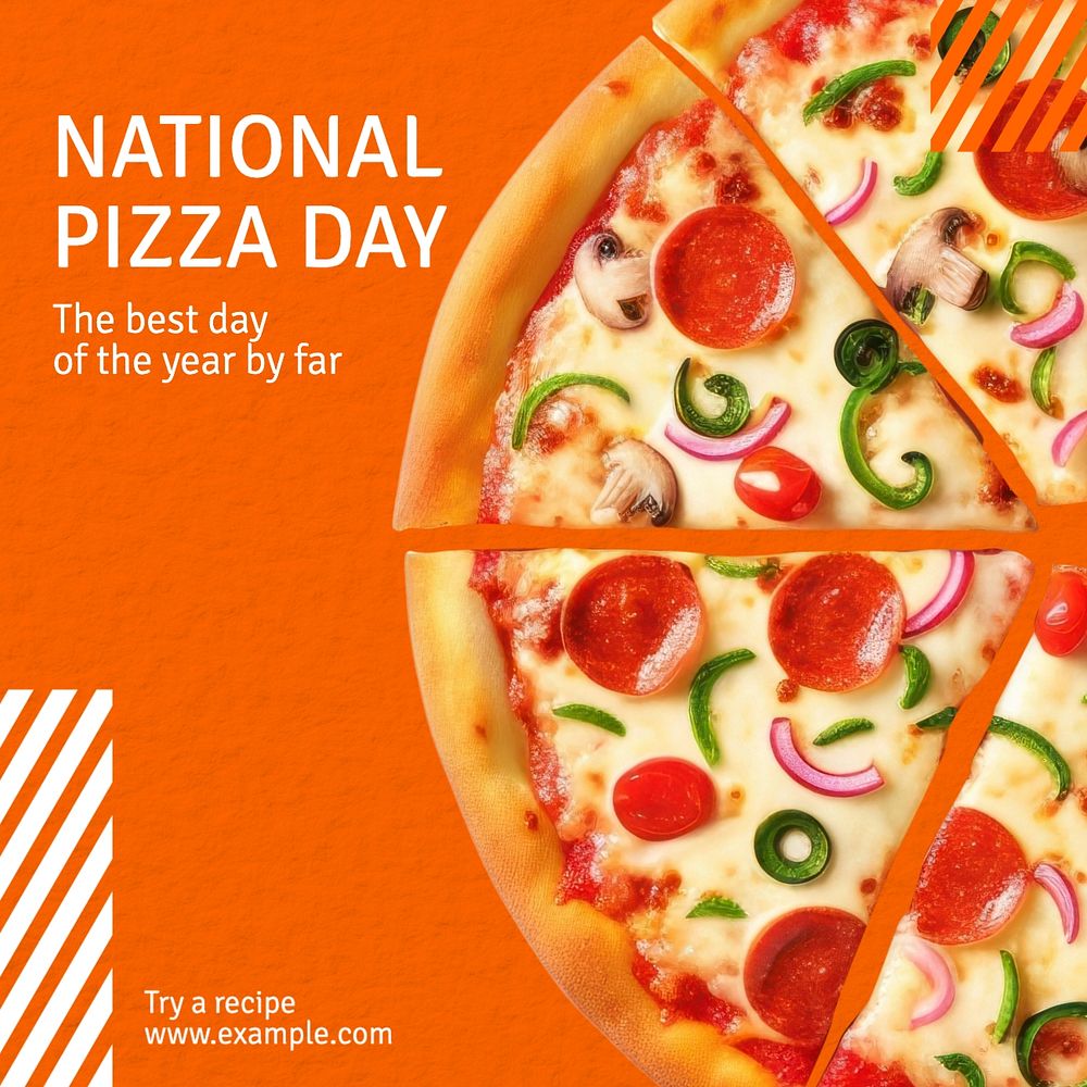 Pizza day Instagram post template, editable text