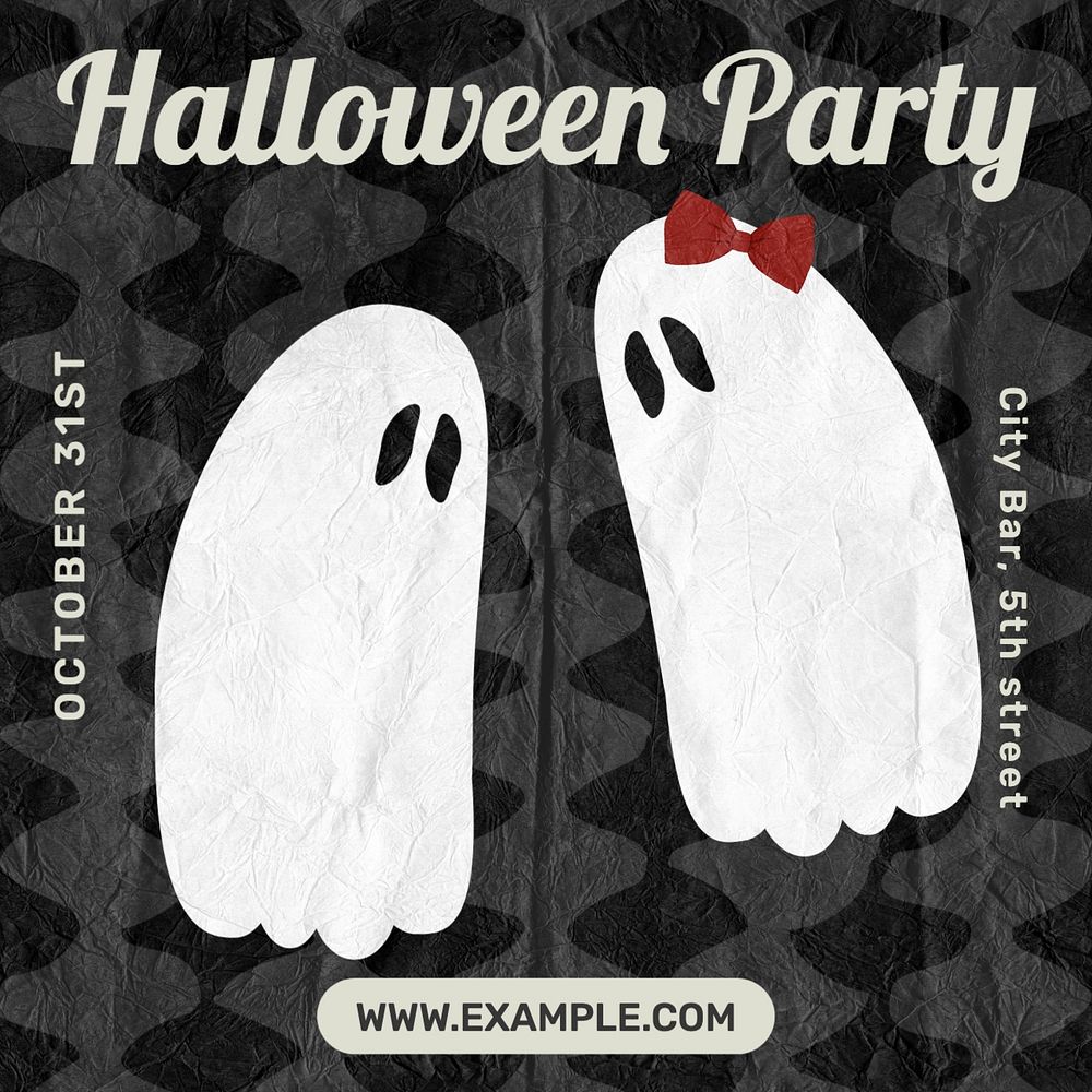 Halloween party Instagram post template, editable text