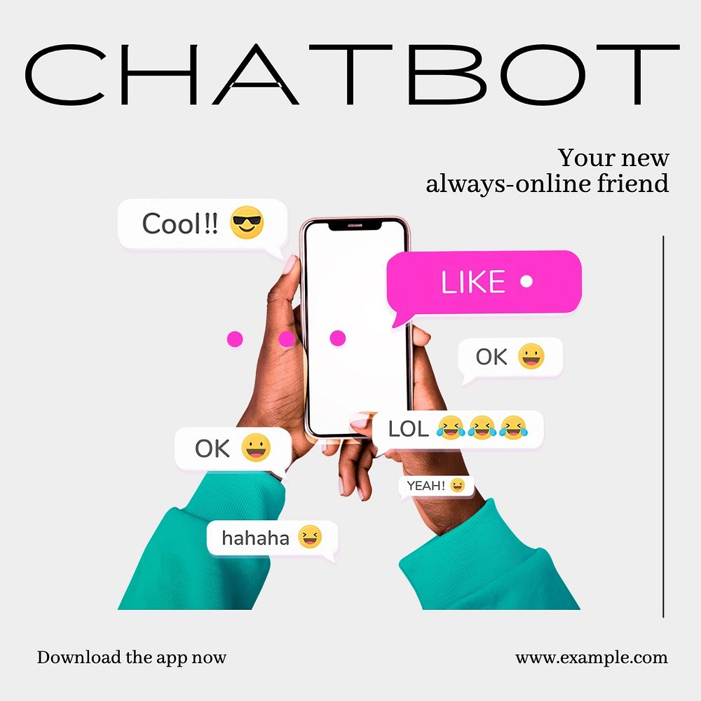 Chatbot Facebook post template, editable design