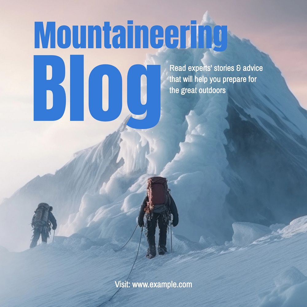 Mountaineering blog Instagram post template, editable text