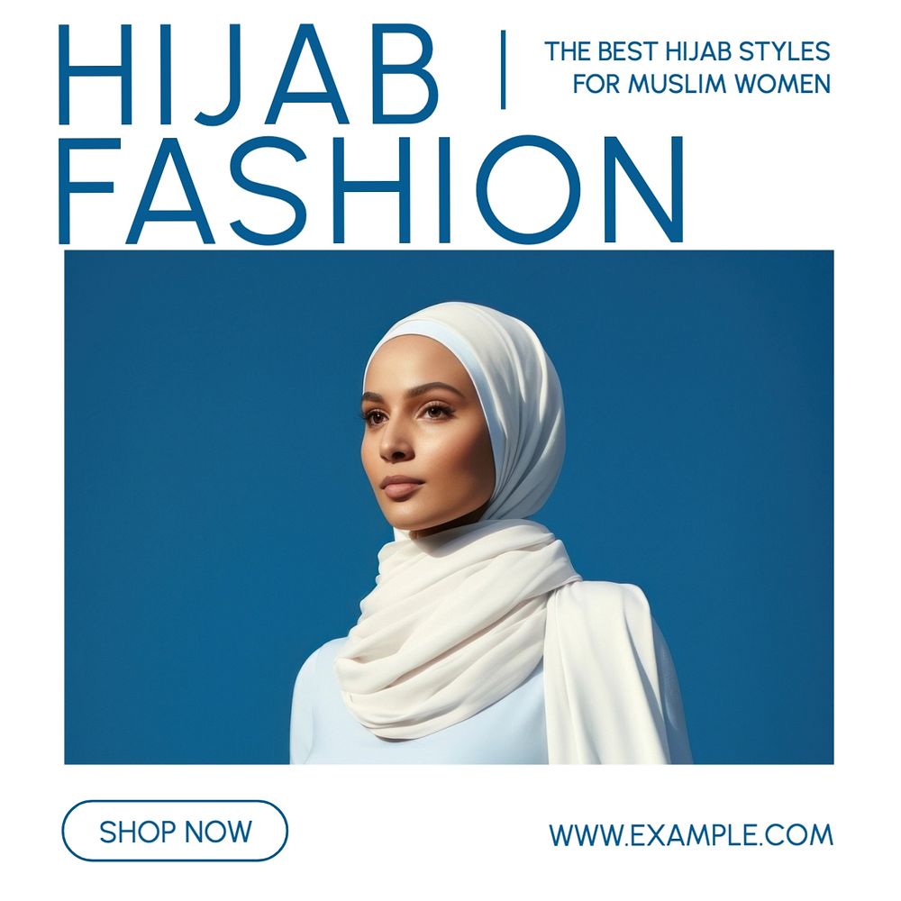 Hijab fashion Instagram post template, editable text