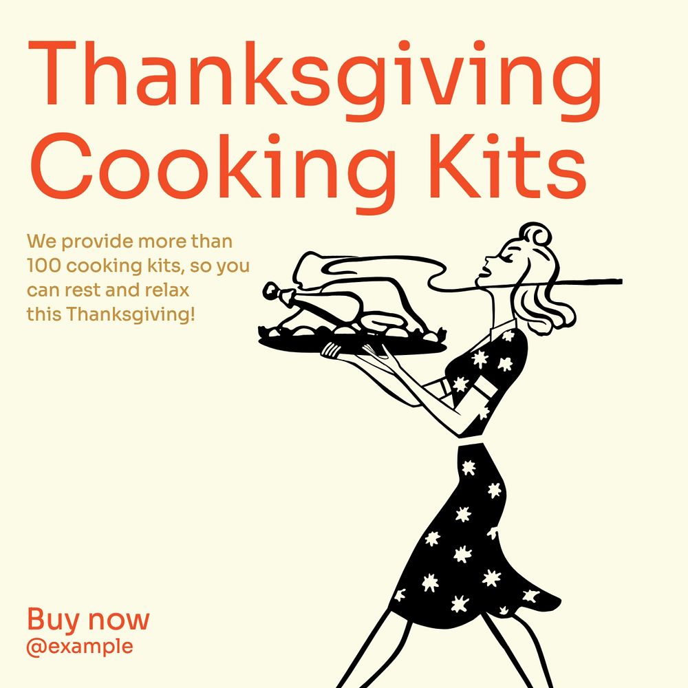 Thanksgiving cooking kits Instagram post template, editable text