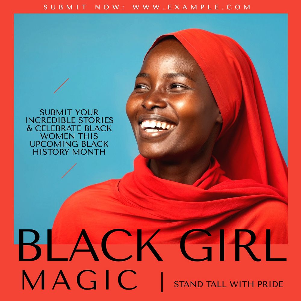 Black girl magic Instagram post template, editable text