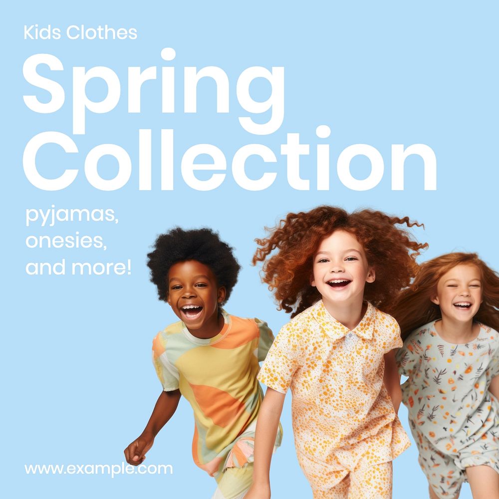 Kids spring collection Instagram post template, editable text