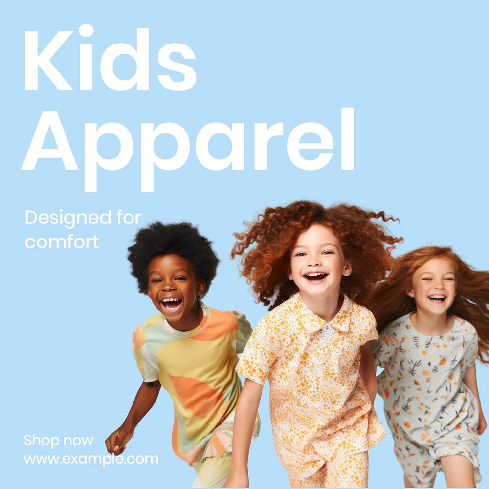 Kids apparel Instagram post template, editable text