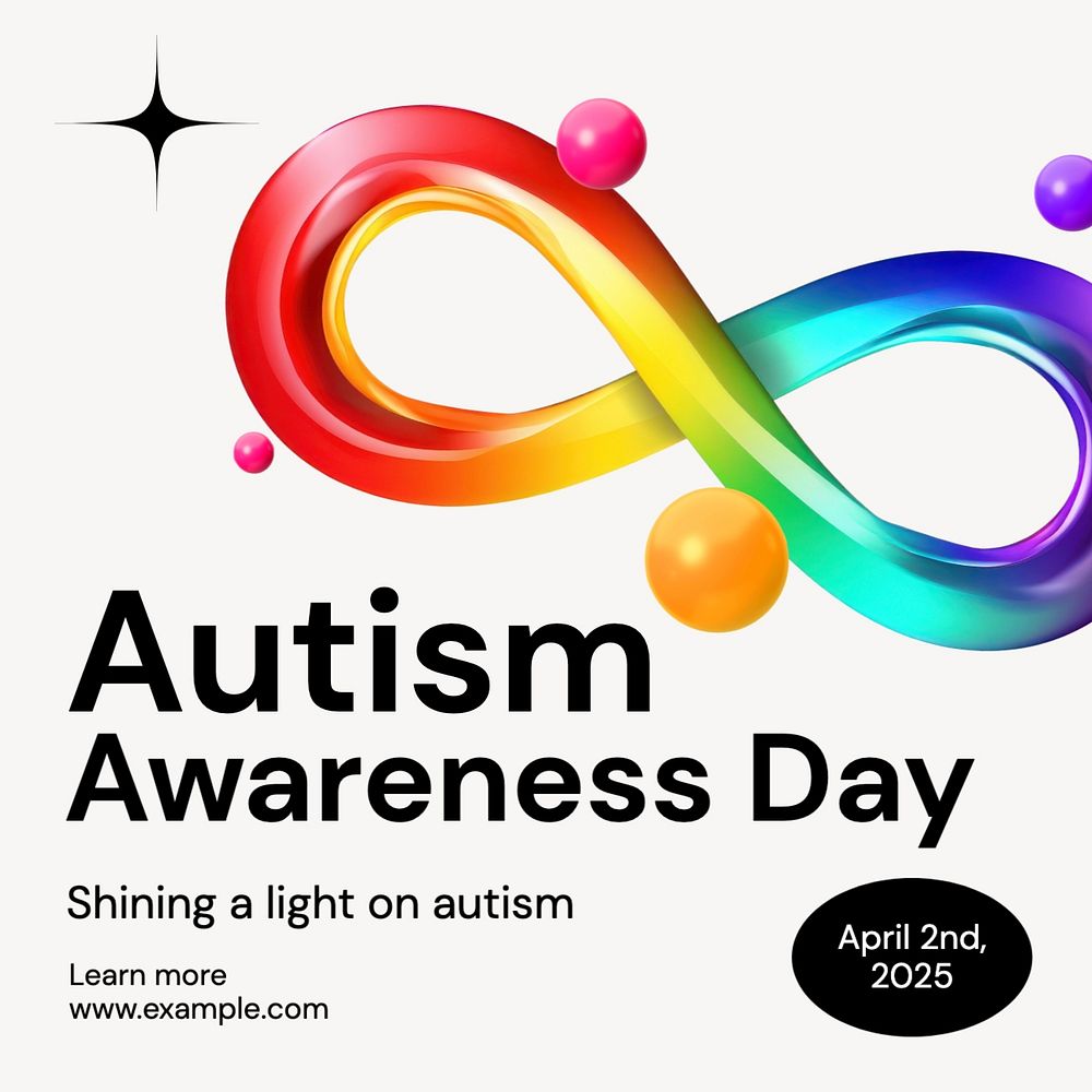 Autism awareness day Instagram post template, editable text