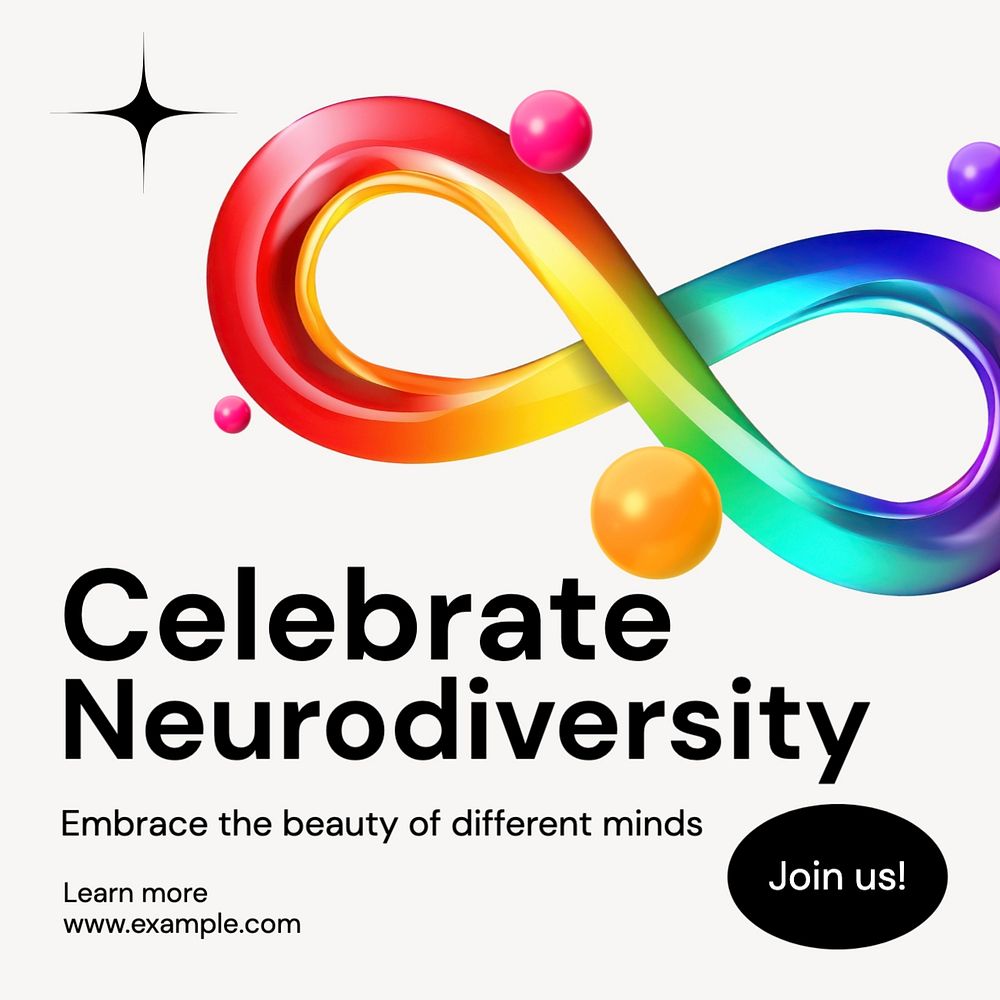 Celebrate neurodiversity Instagram post template, editable text