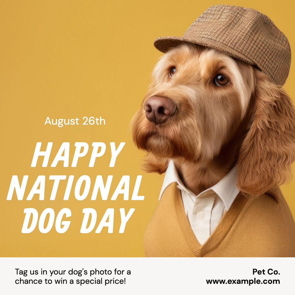 Happy dog day Instagram post template, editable text