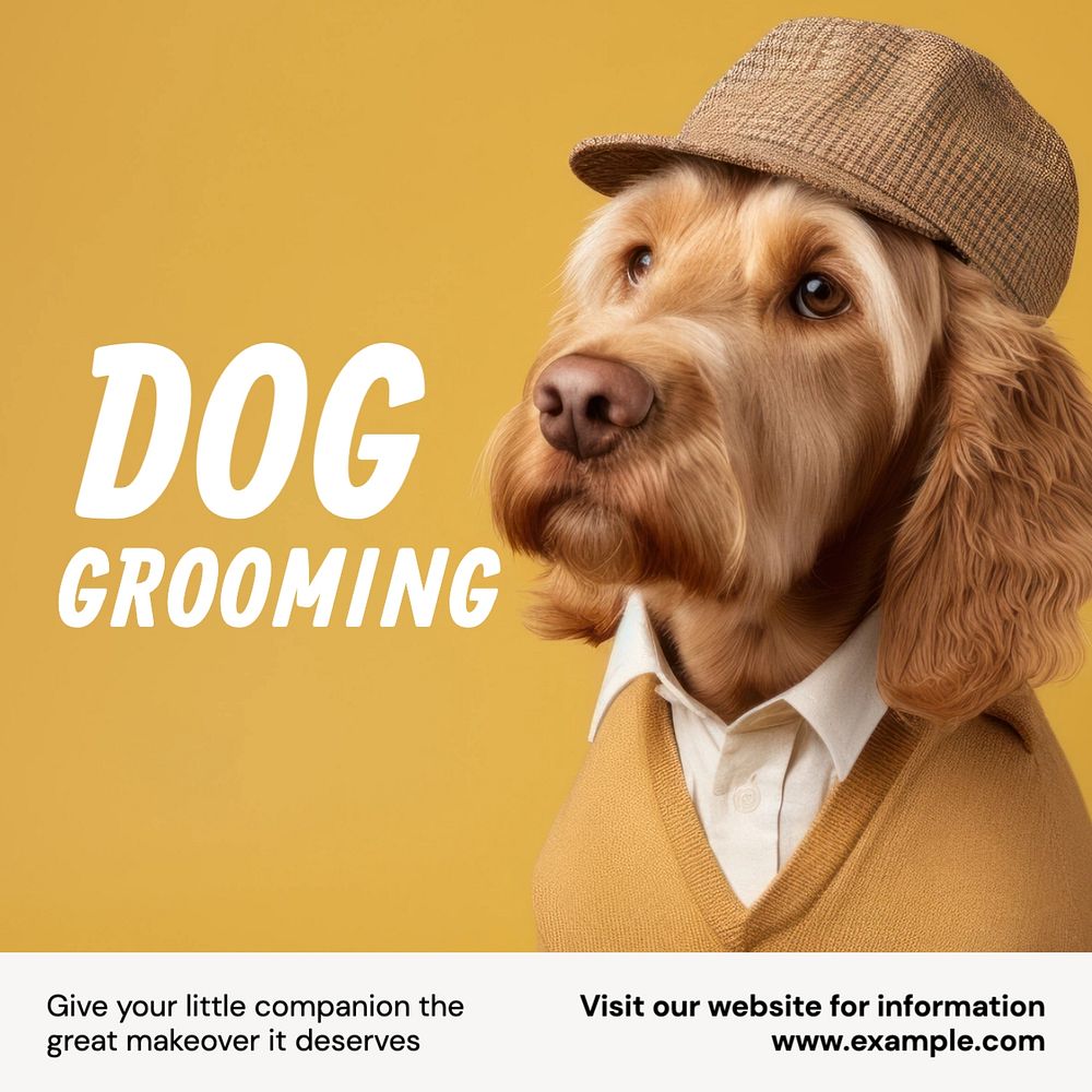 Dog grooming Instagram post template, editable text