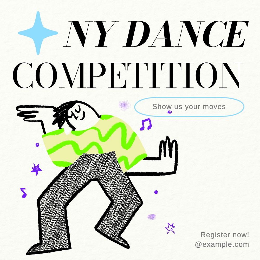 Dance competition Instagram post template, editable text