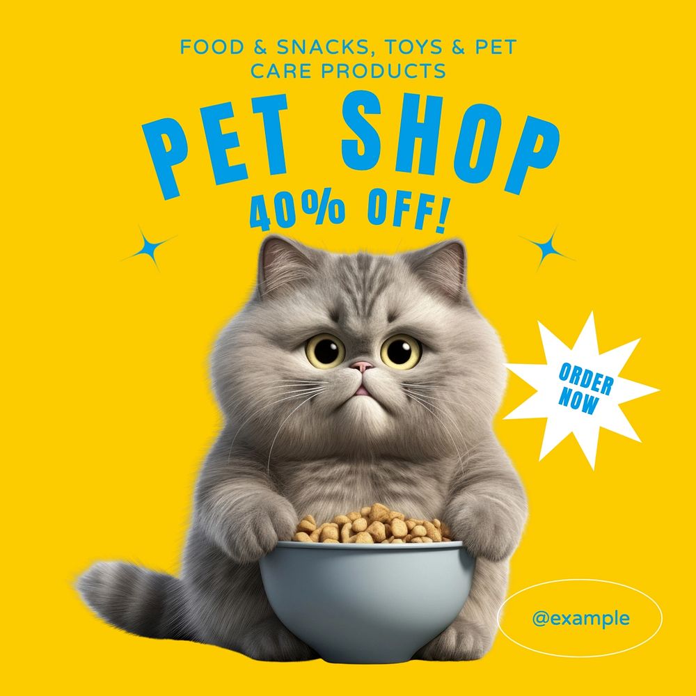 Pet shop Instagram post template, editable text