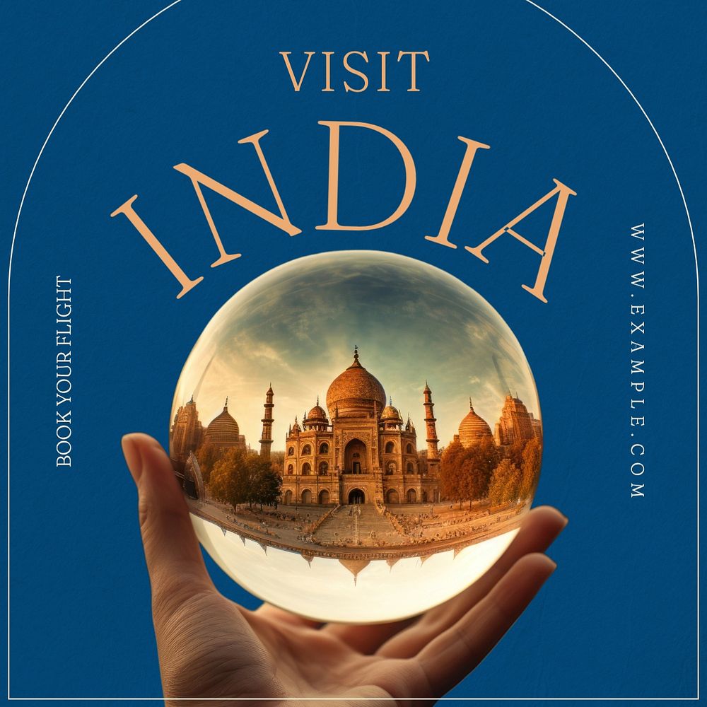 Visit India Instagram post template, editable text