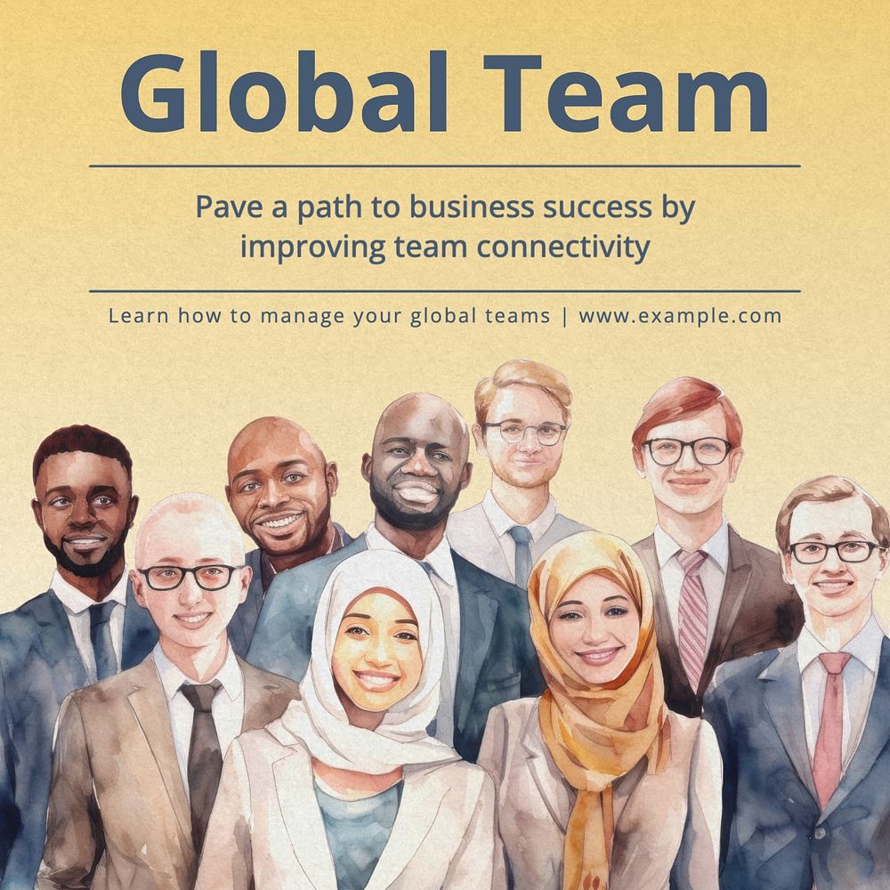 Global team management Instagram post template, editable text