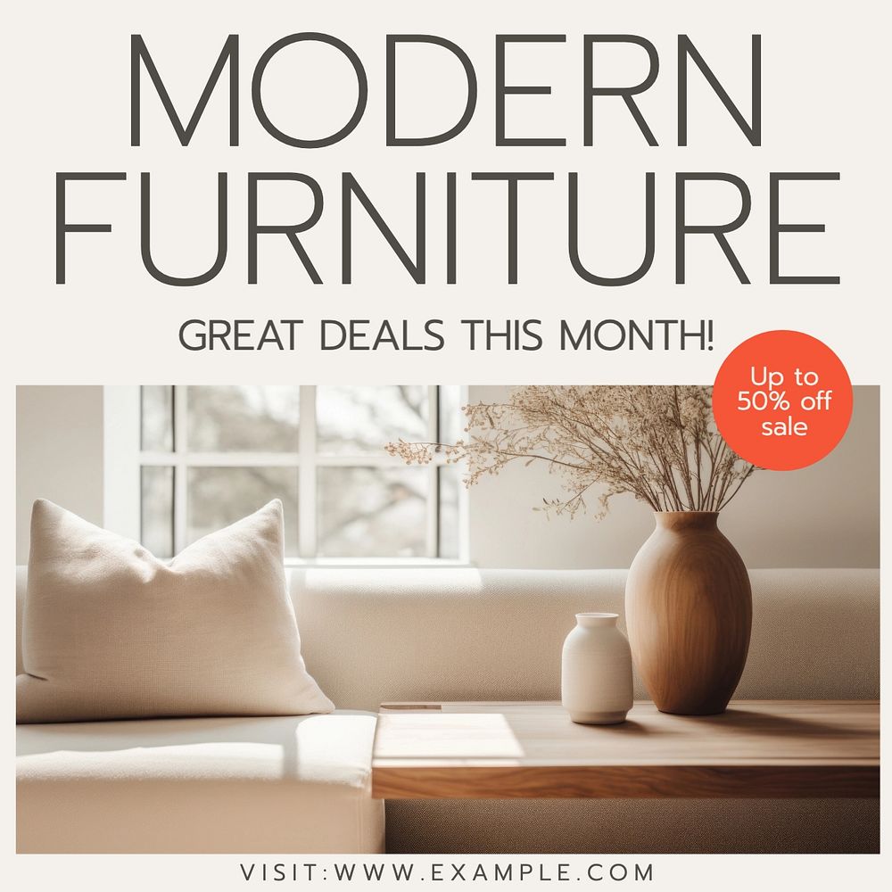 Modern furniture Instagram post template, editable text