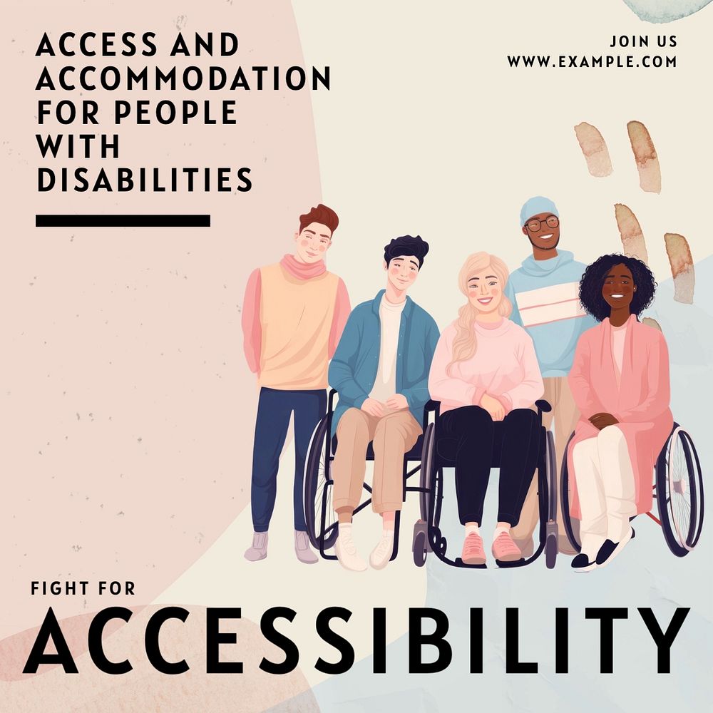 Fight for accessibility Instagram post template, editable text