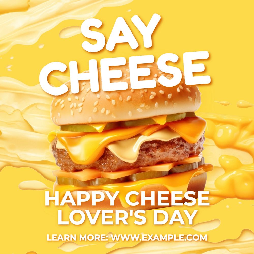 Cheese lover's day Instagram post template, editable text