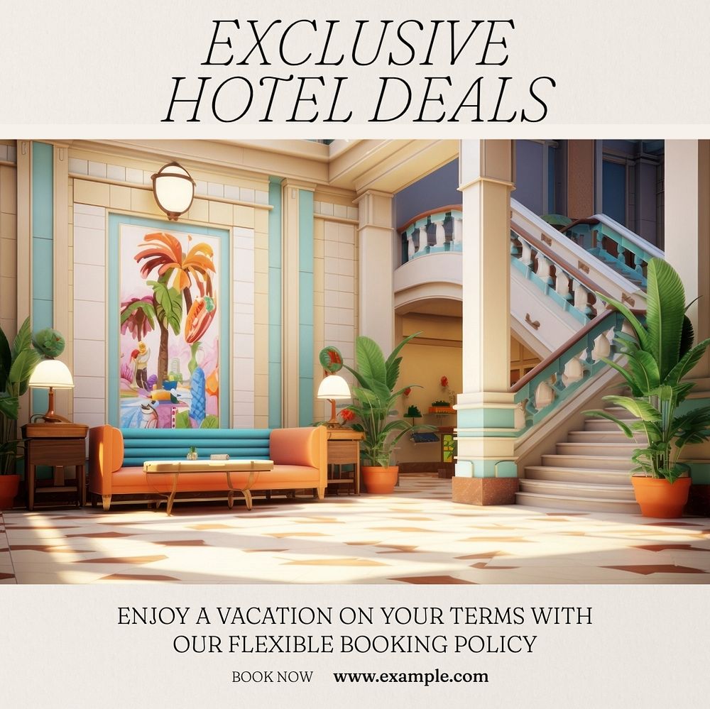 Hotel deals Instagram post template, editable text