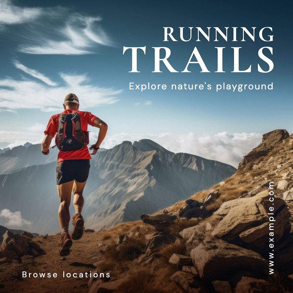 Running trails Instagram post template, editable text