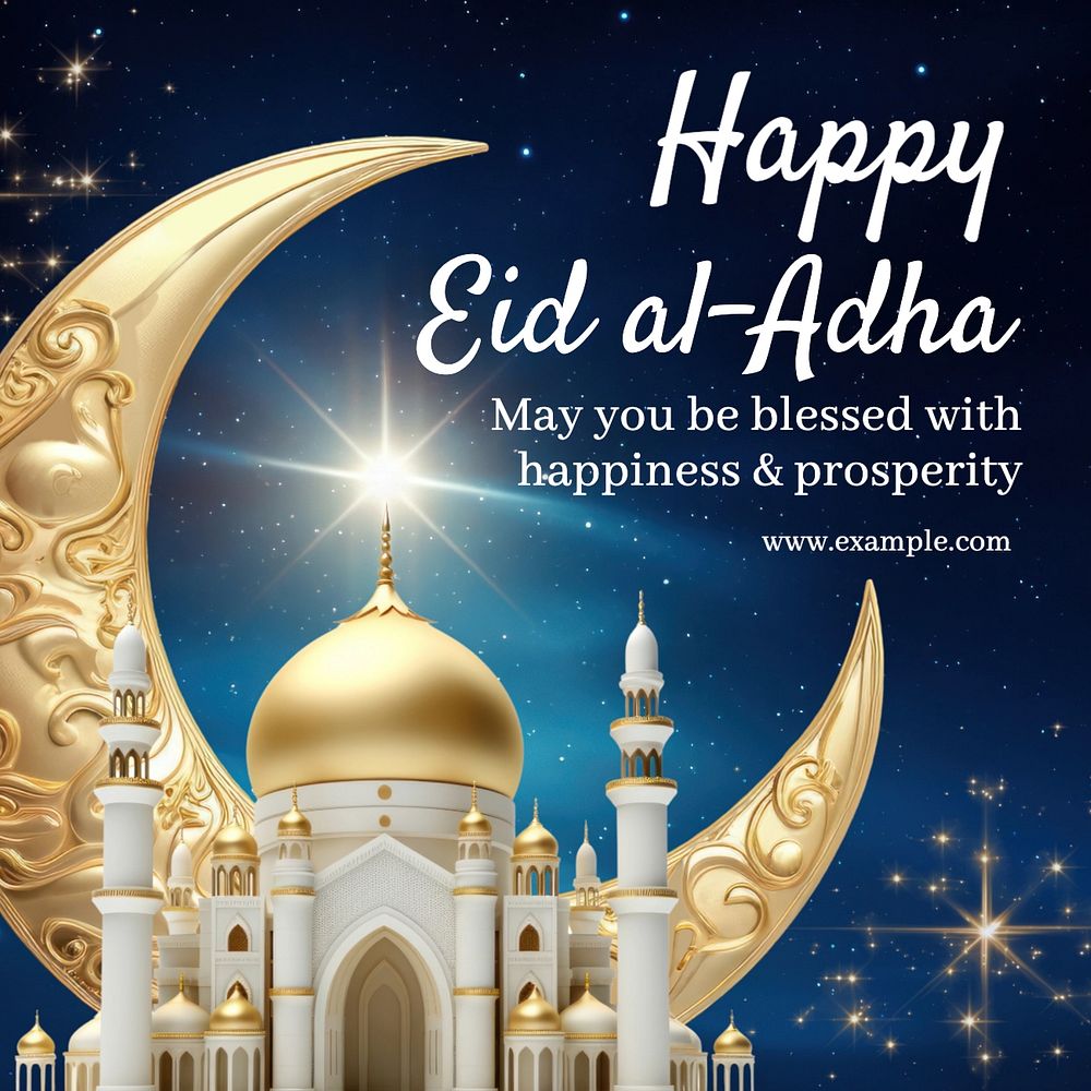 Happy Eid al-Adha Instagram post template, editable text