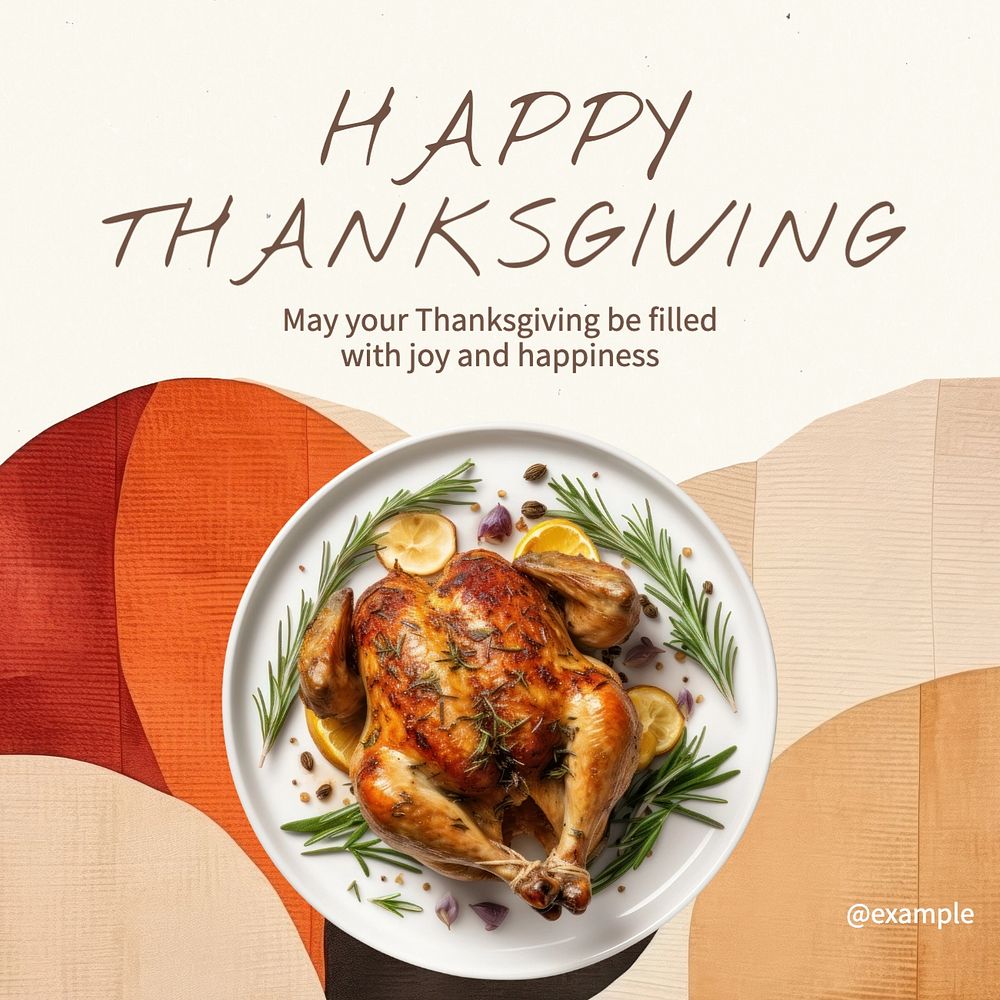 Happy thanksgiving Instagram post template, editable text