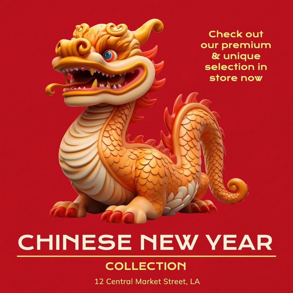 Chinese New Year Instagram post template, editable text