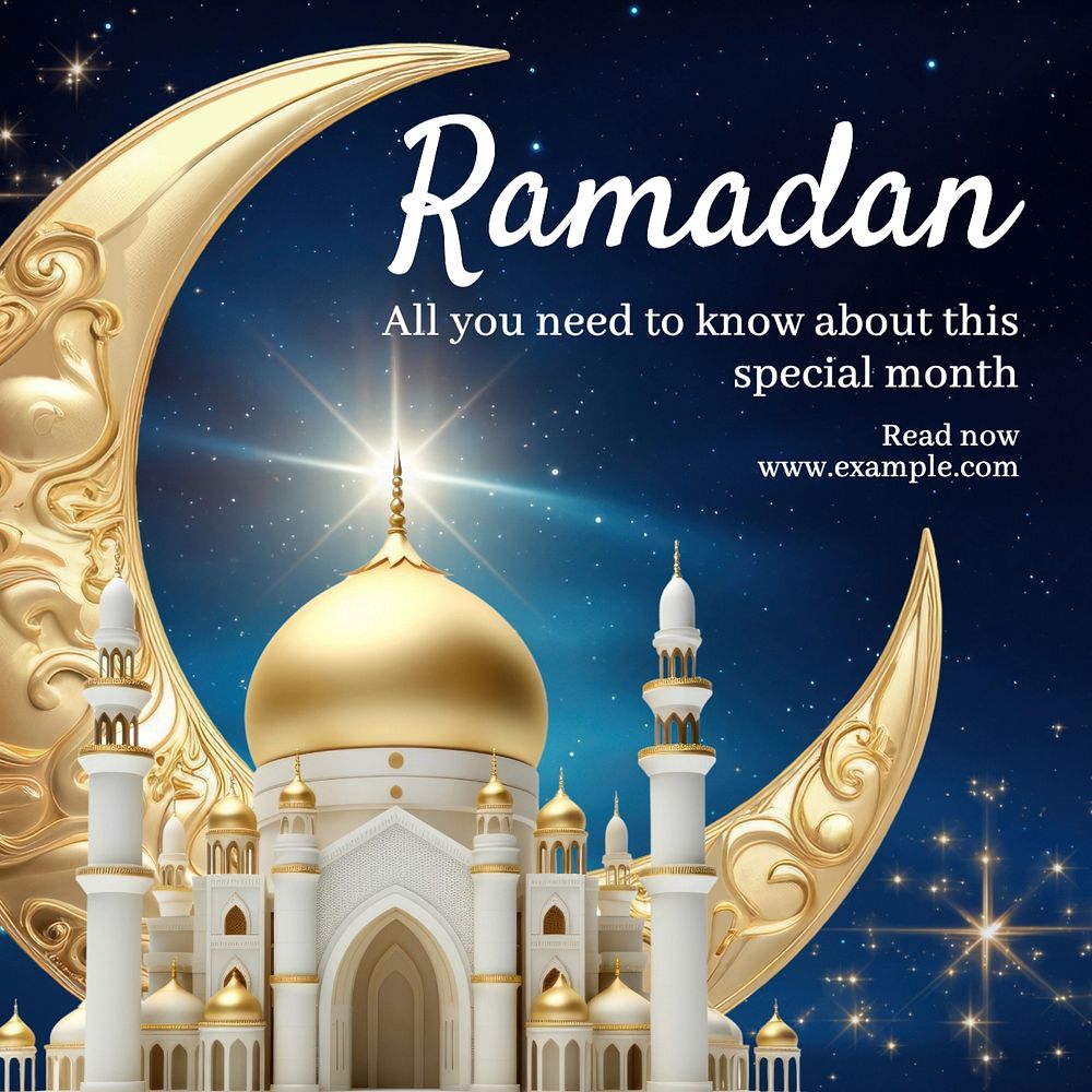 Ramadan Instagram post template, editable text