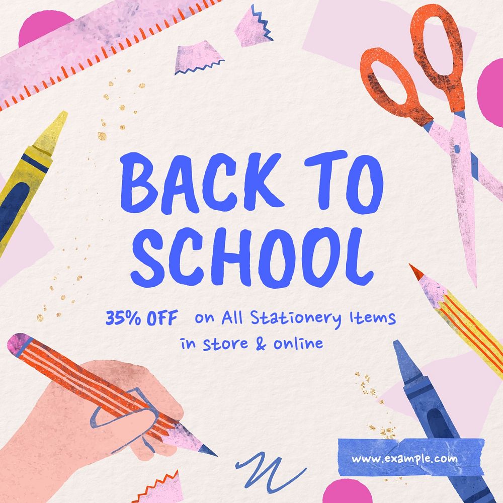 Stationery sale Instagram post template, editable text