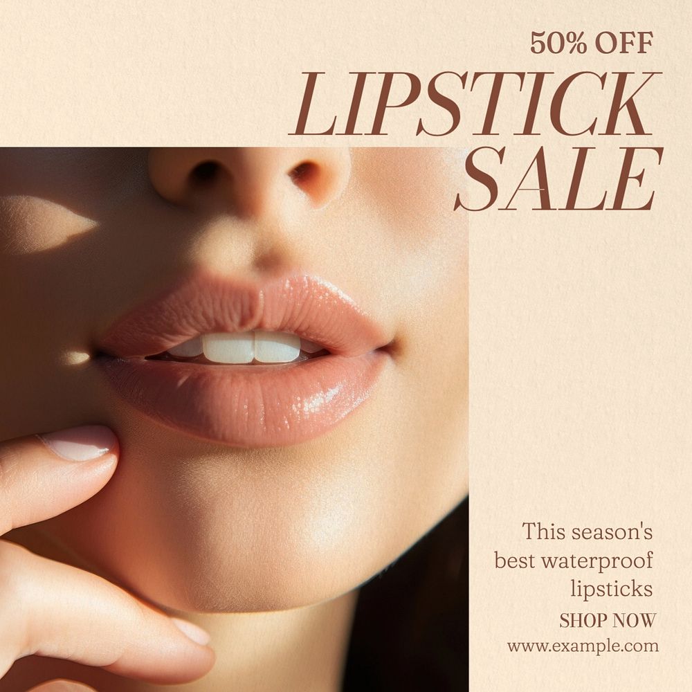 Lipstick sale Instagram post template, editable text