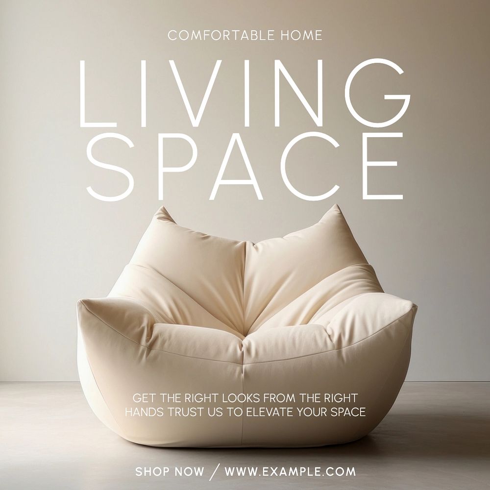 Living room design Instagram post template, editable text