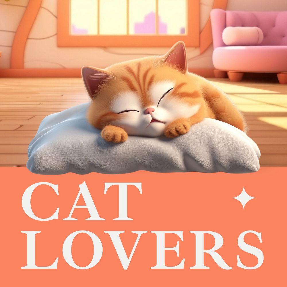 Cat lovers Instagram post template, editable text