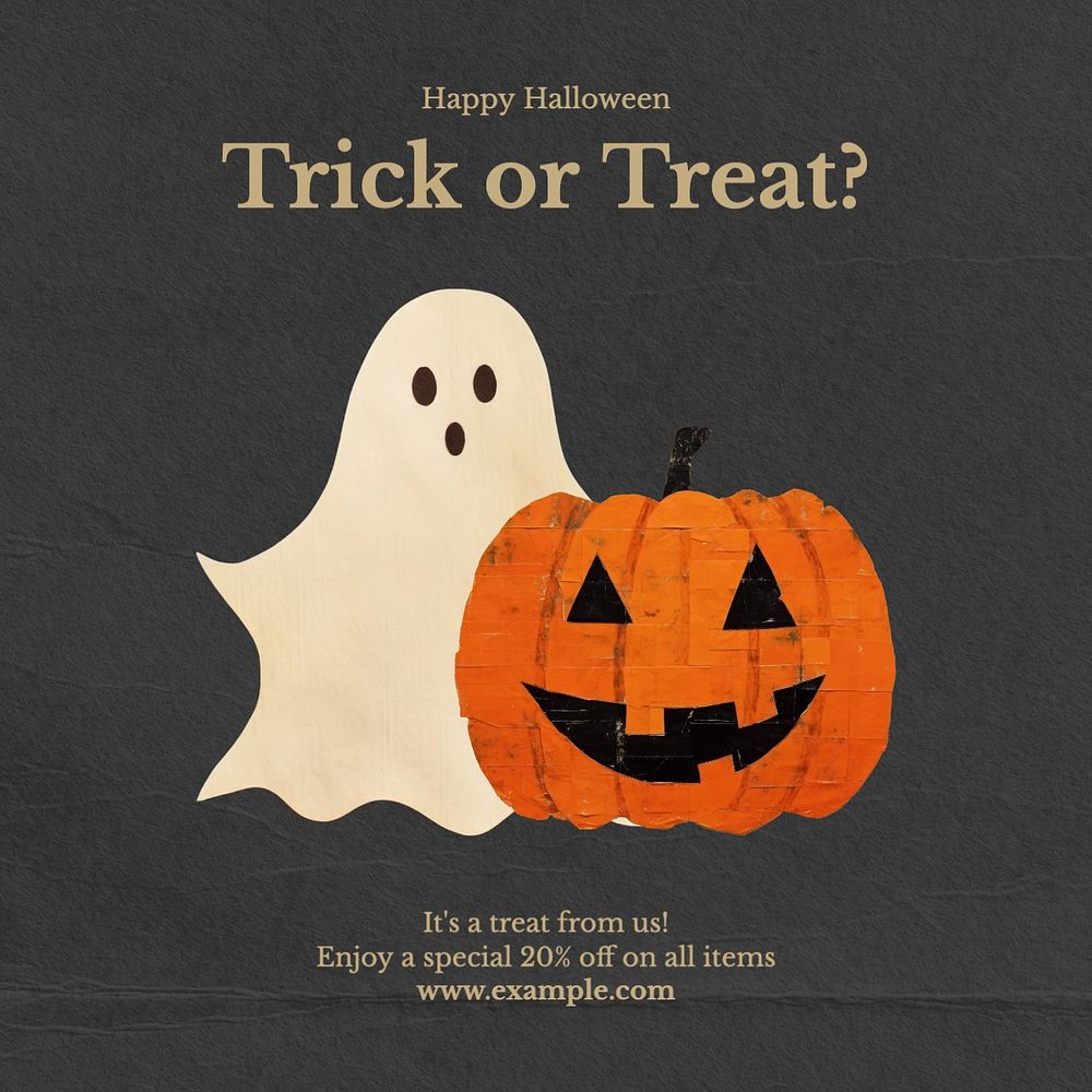 Trick or treat Instagram post template, editable text