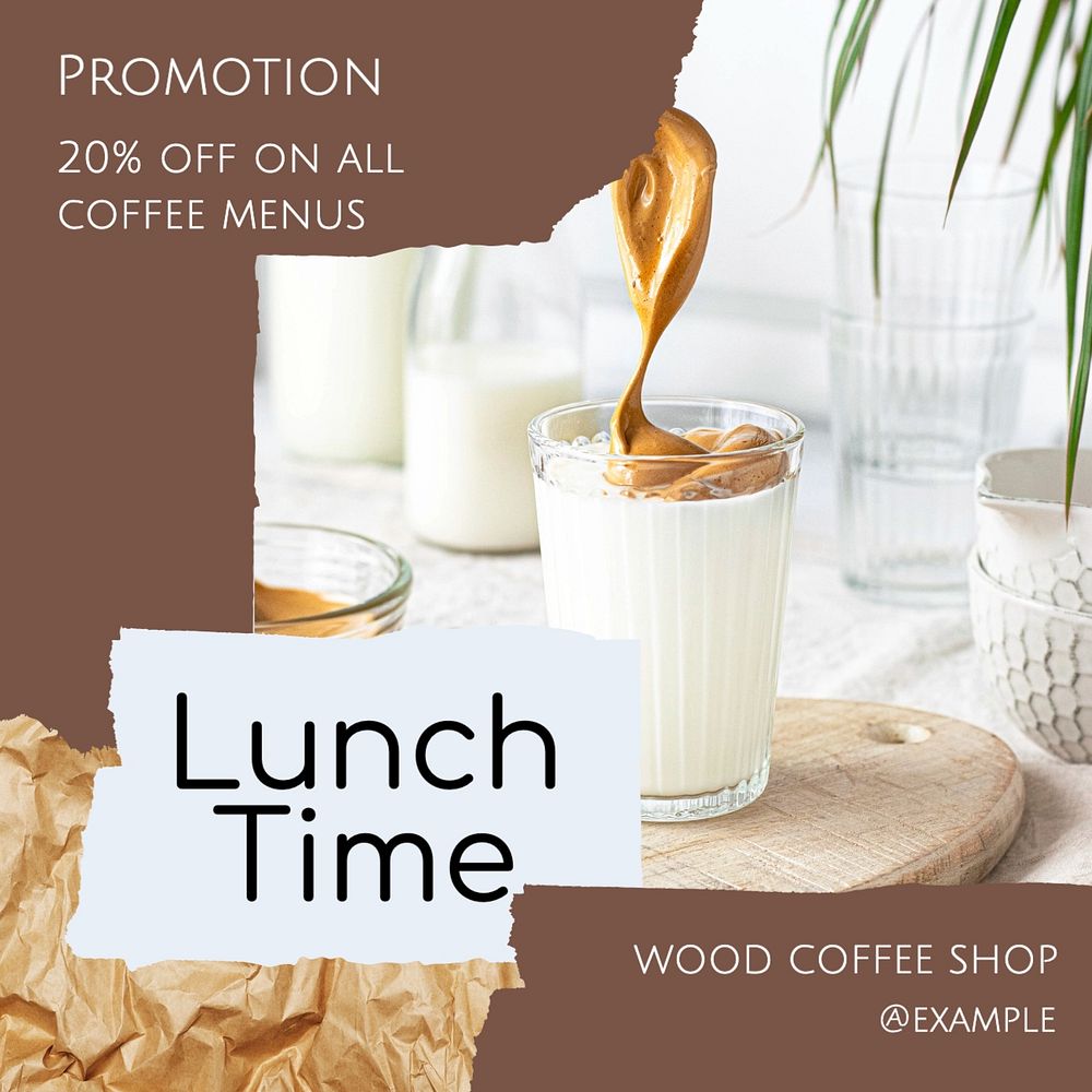 Lunch promotion Facebook post template, editable design