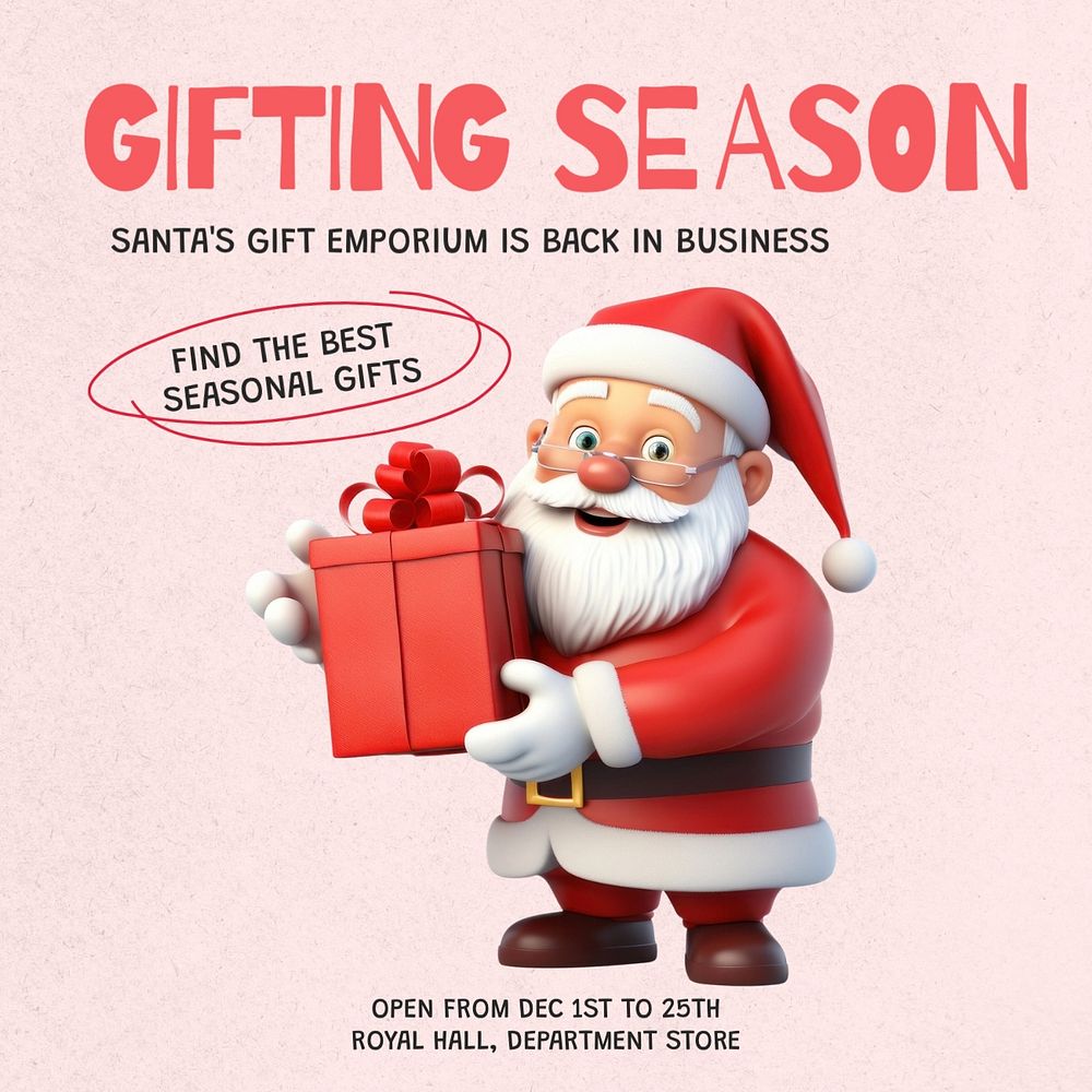 Christmas gift shop Instagram post template, editable text