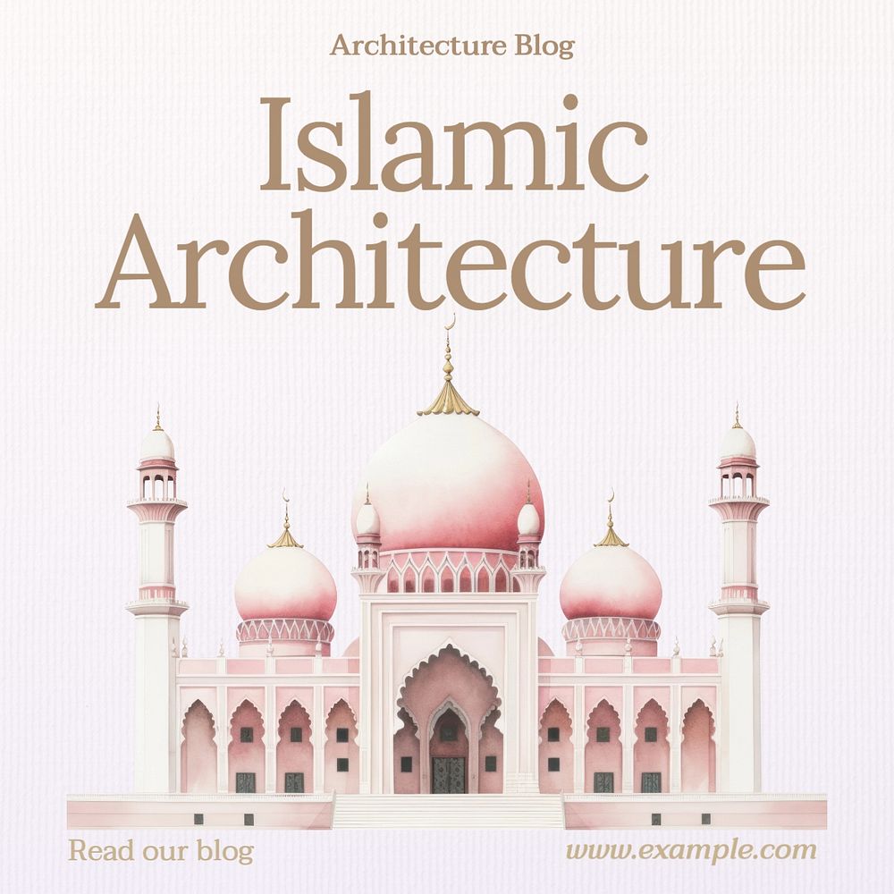 Islamic architecture Instagram post template, editable text