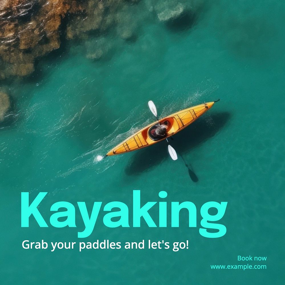Kayaking Instagram post template, editable text