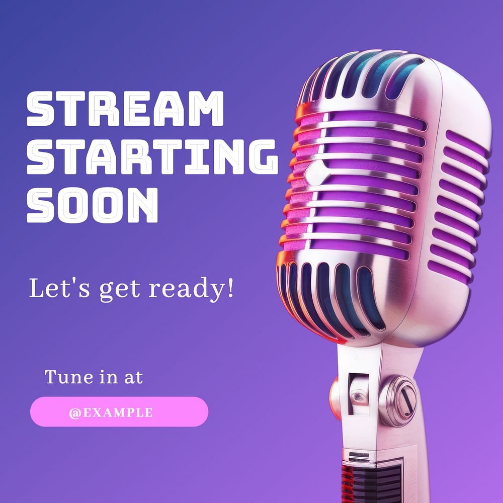 Streaming soon Instagram post template, editable text