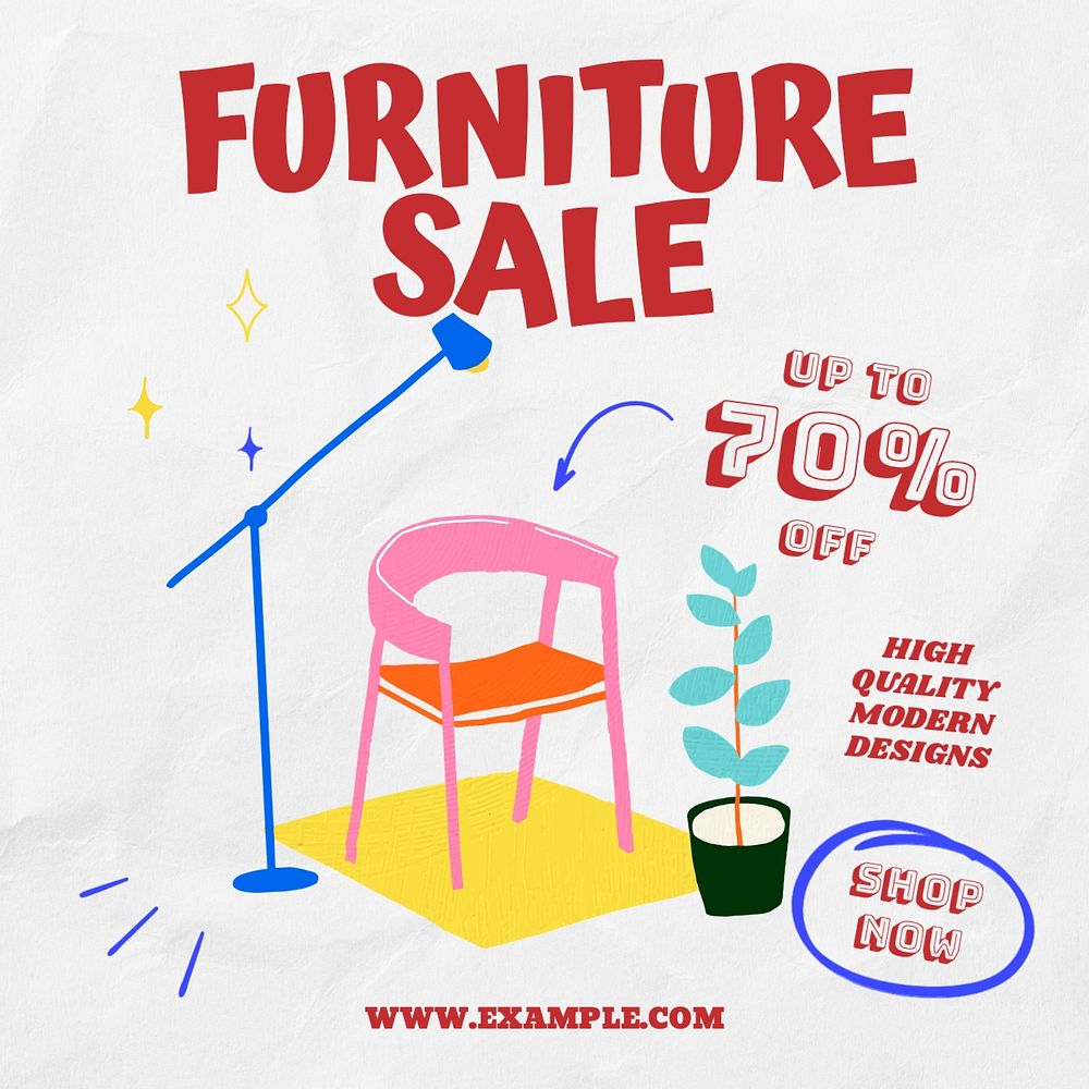 Furniture sale Instagram post template, editable text