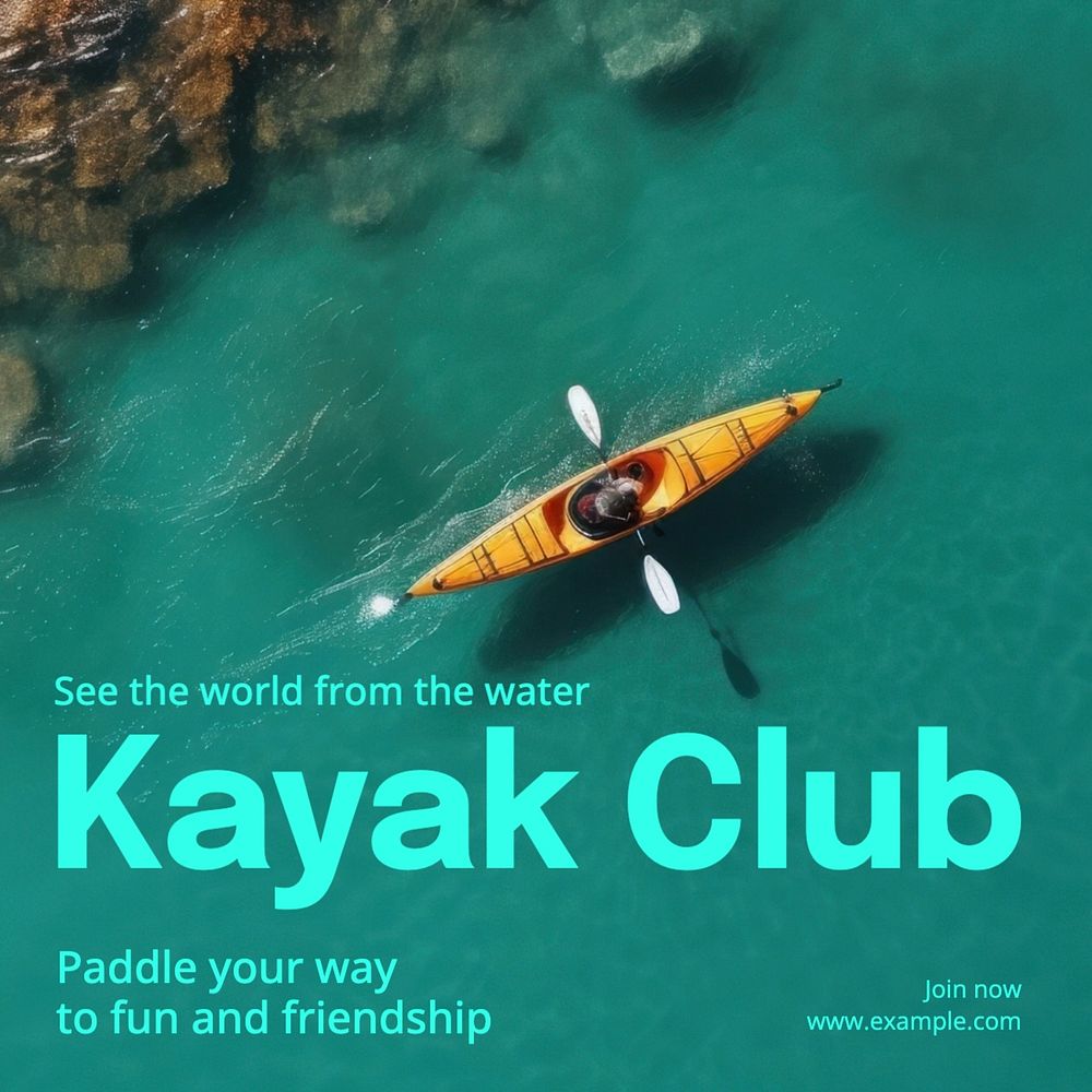 Kayak club Instagram post template, editable text