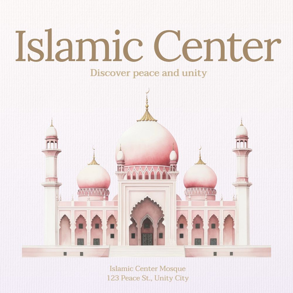 Islamic center Instagram post template, editable text