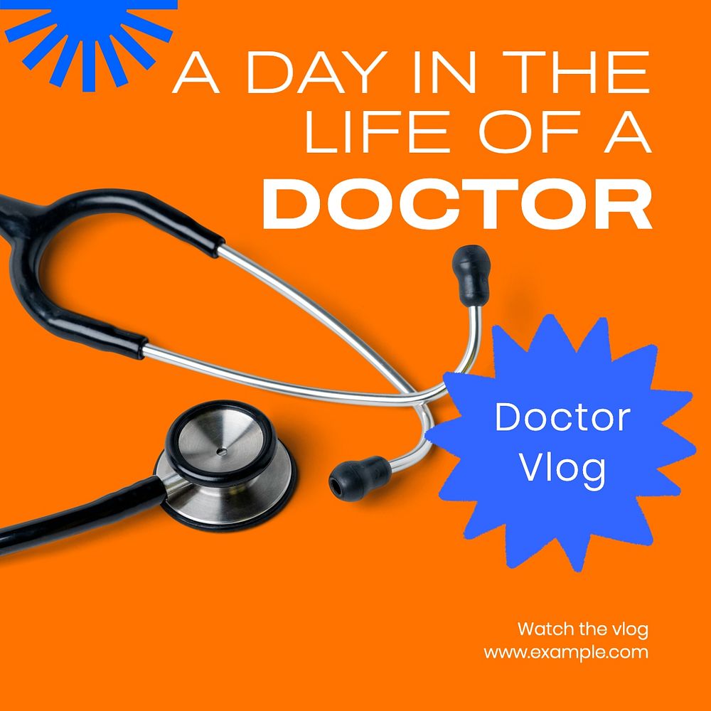 Doctor vlog Instagram post template, editable text