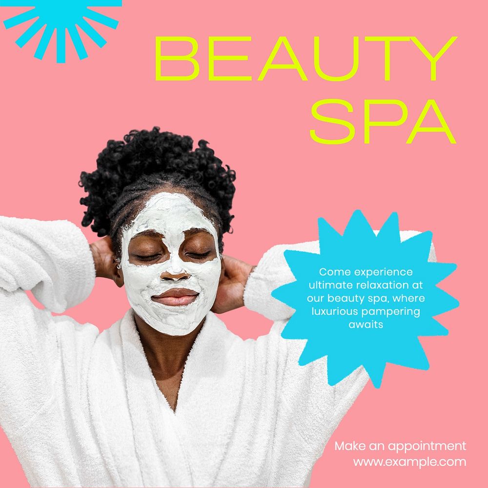 Beauty spa Instagram post template, editable text