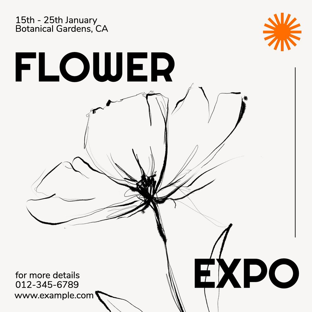 Flower expo Instagram post template, editable text