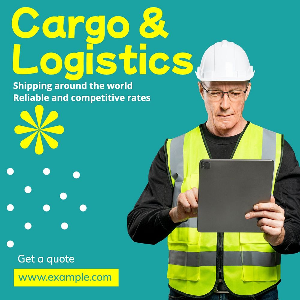 Cargo & logistics Instagram post template, editable text