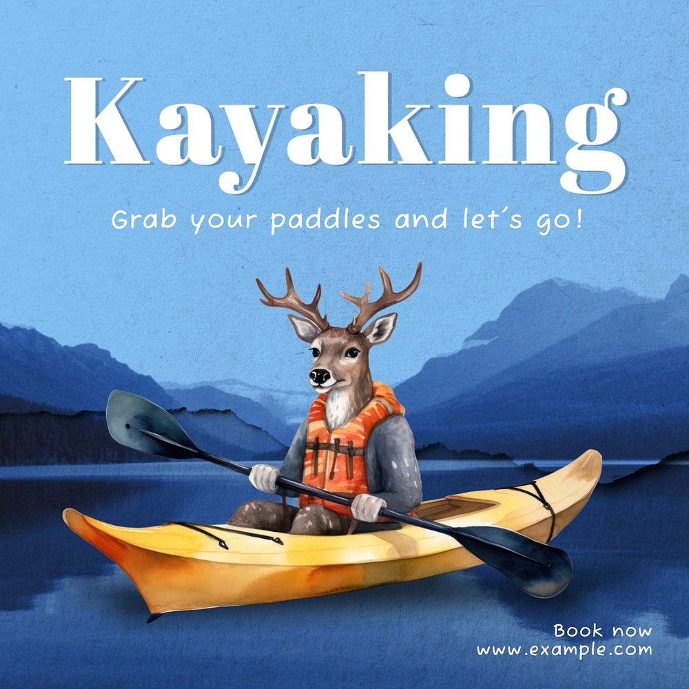 Kayaking Instagram post template, editable text