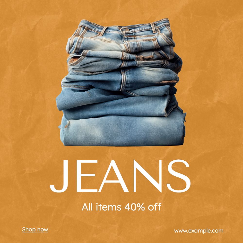 Jeans, fashion sale Instagram post template, editable text