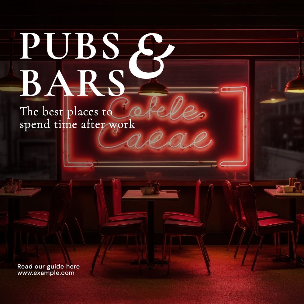 Pubs & bars Instagram post template, editable text